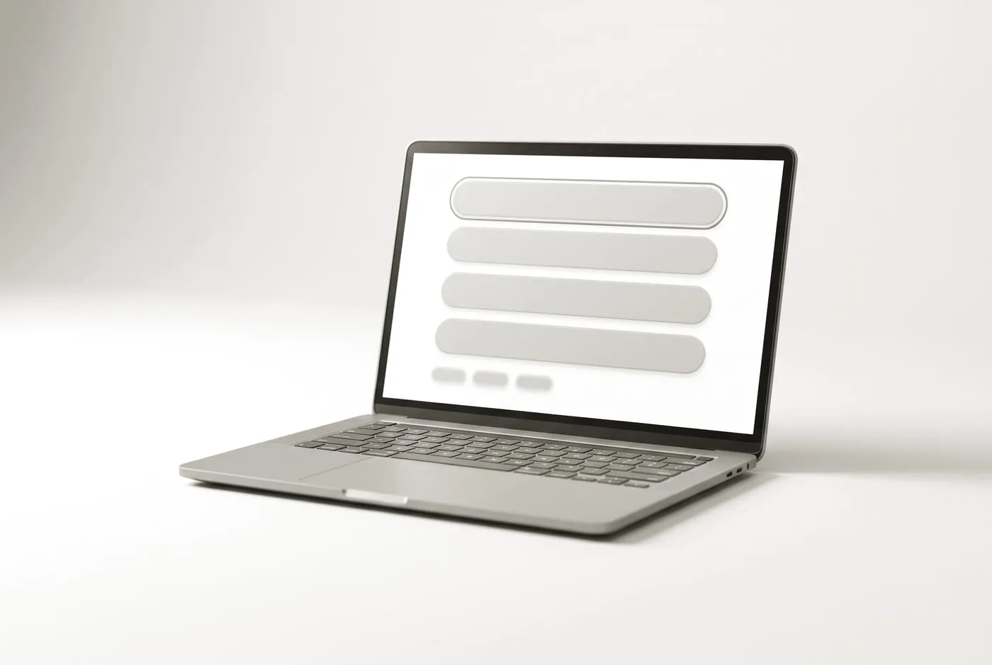 A laptop showing a list of search results with the top result outlined in teal.